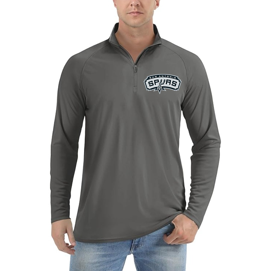 Men's Spurs Lightweight Quarter-Zip Athletic Shirt Long Sleeve Performance Wear