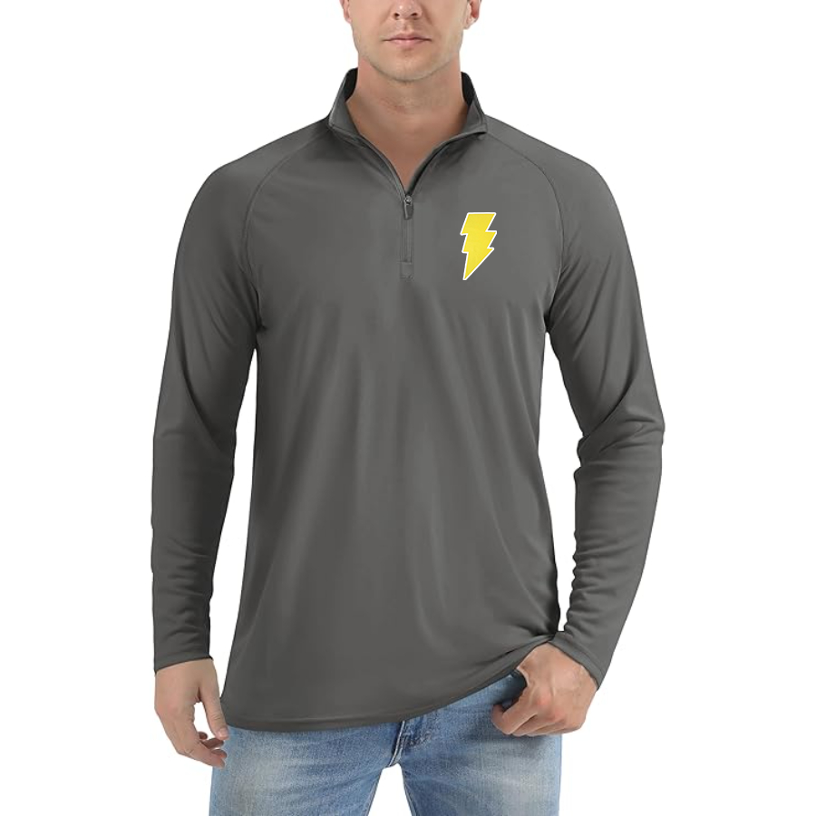 Men's Black Adam Lightweight Quarter-Zip Athletic Shirt Long Sleeve Performance Wear