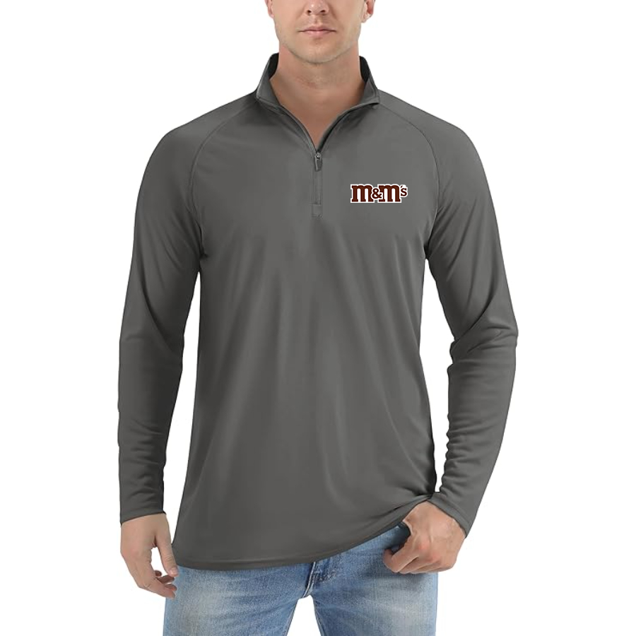 Men's M&M_s Lightweight Quarter-Zip Athletic Shirt Long Sleeve Performance Wear