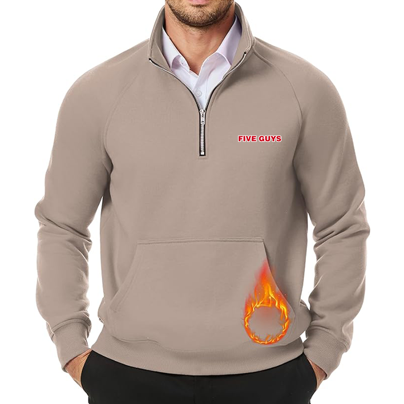 Men's Five Guys JMIERR Quarter Zip Pullover Heavy Sweatshirts Warm Fleece Sweatshirt Polo