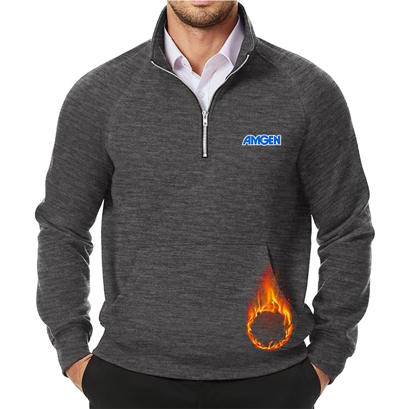Men's Amgen JMIERR Quarter Zip Pullover Heavy Sweatshirts Warm Fleece Sweatshirt Polo