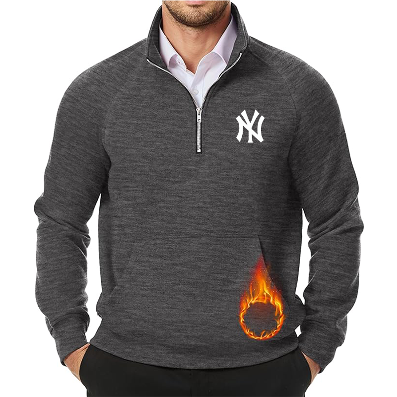 Men's New York NY Yankees JMIERR Quarter Zip Pullover Heavy Sweatshirts Warm Fleece Sweatshirt Polo
