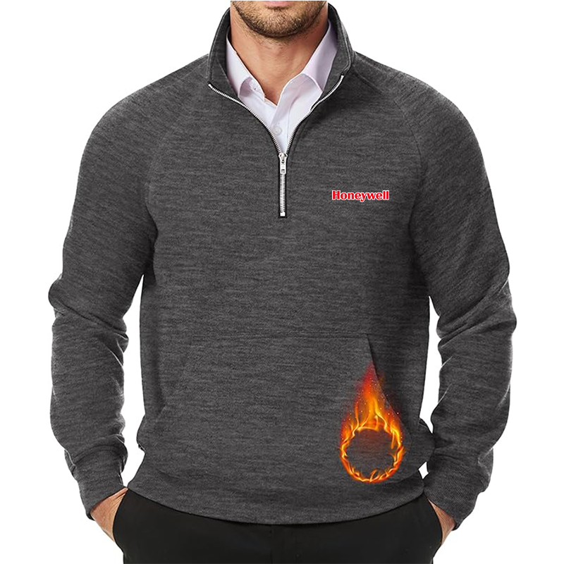 Men's Honeywell  JMIERR Quarter Zip Pullover Heavy Sweatshirts Warm Fleece Sweatshirt Polo