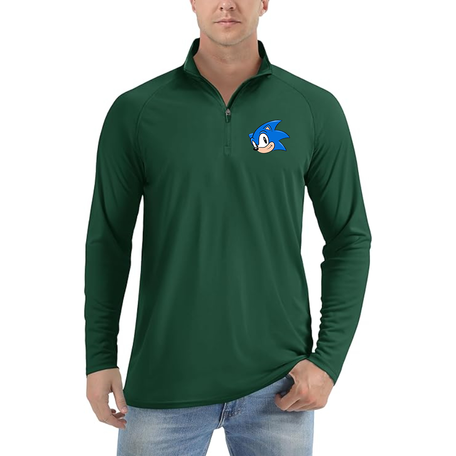 Men's Sonic the Hedgehog  Lightweight Quarter-Zip Athletic Shirt Long Sleeve Performance Wear
