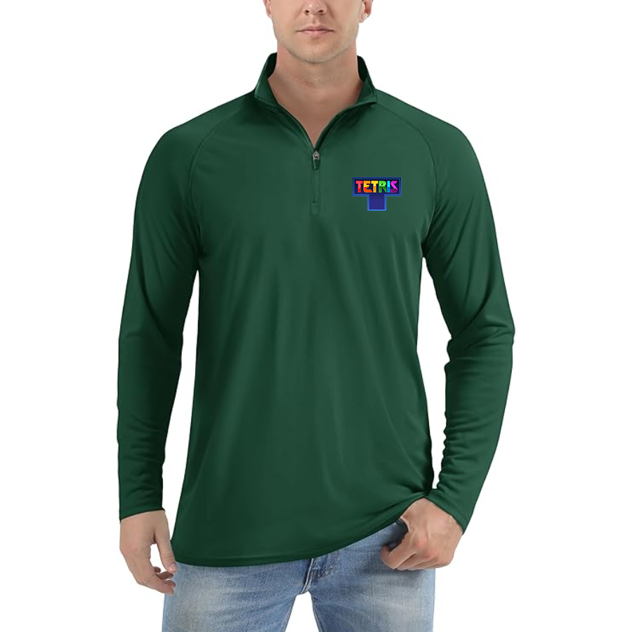 Men's Tetris Lightweight Quarter-Zip Athletic Shirt Long Sleeve Performance Wear