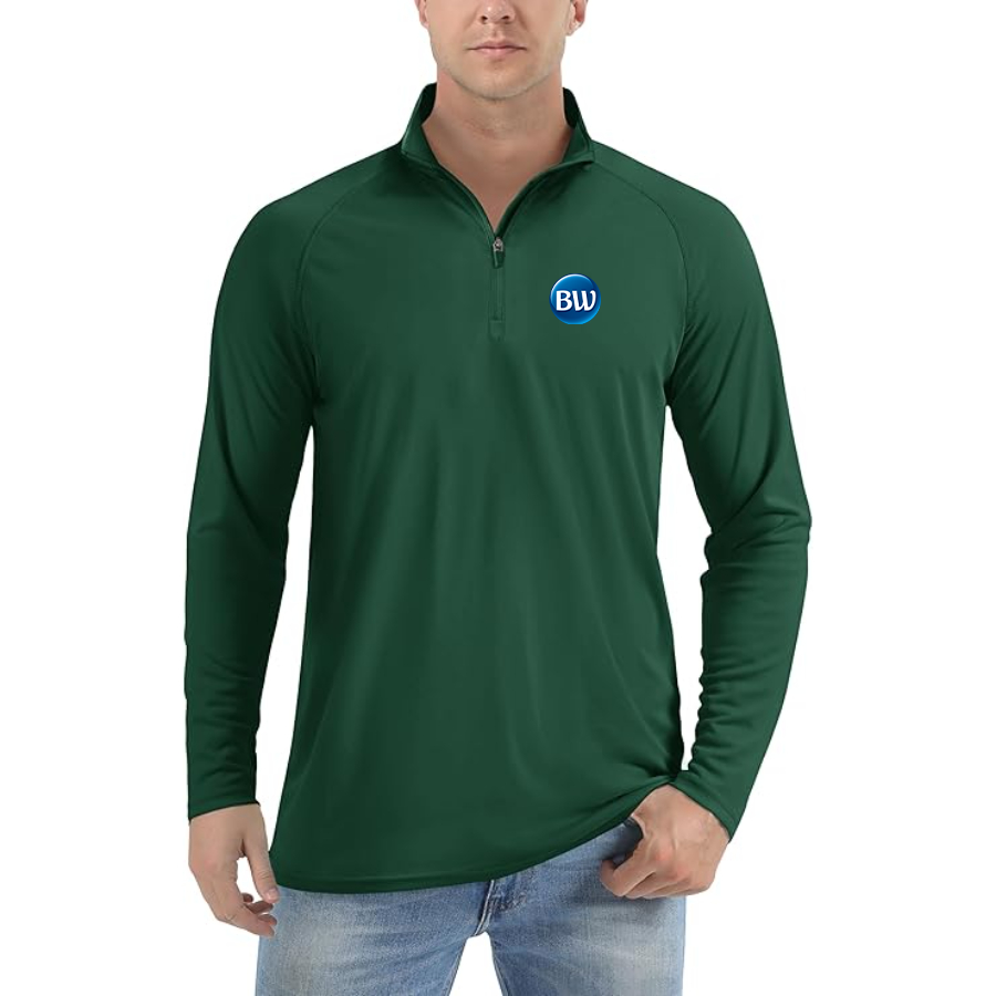 Men's Best Western  Lightweight Quarter-Zip Athletic Shirt Long Sleeve Performance Wear