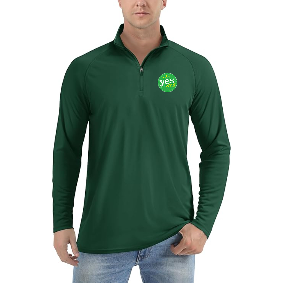 Men's Yes Way  Lightweight Quarter-Zip Athletic Shirt Long Sleeve Performance Wear