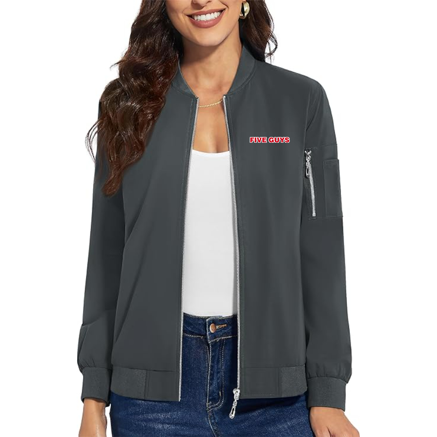 Women's Five Guys Premium Bomber Jacket with Polished Detailing and Functional Sleeve Pocket Modern Luxury Outerwear