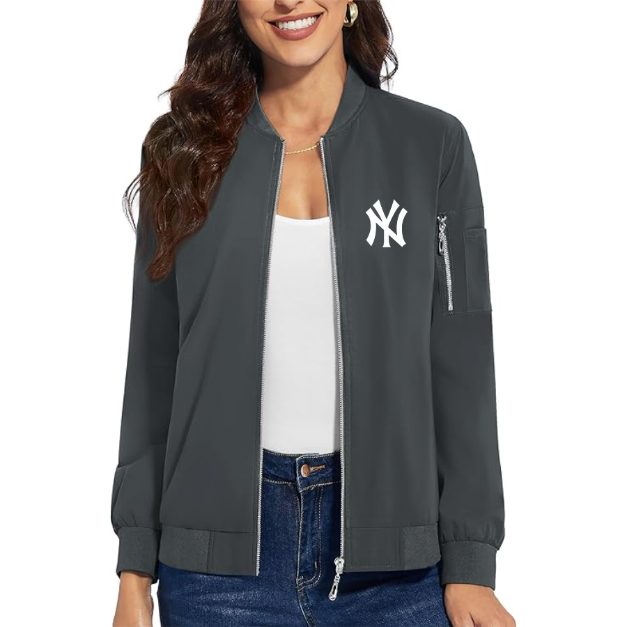 Women's New York NY Yankees  Premium Bomber Jacket with Polished Detailing and Functional Sleeve Pocket Modern Luxury Outerwear