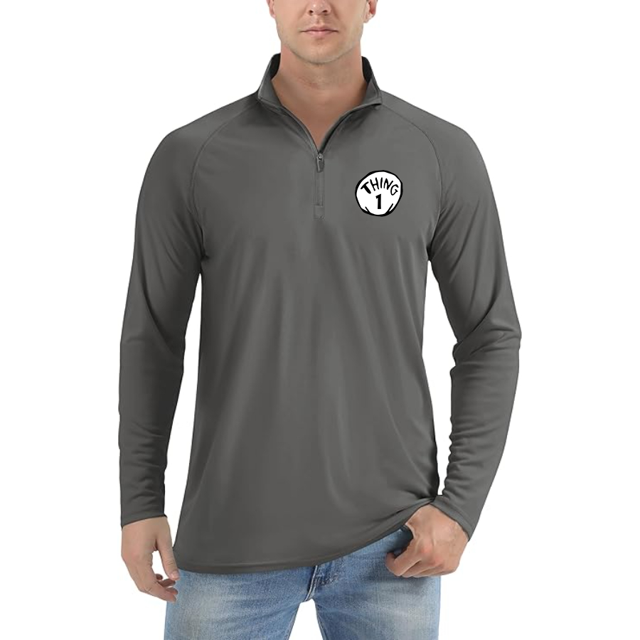 Men's Dr. Suess Thing 1  Lightweight Quarter-Zip Athletic Shirt Long Sleeve Performance Wear