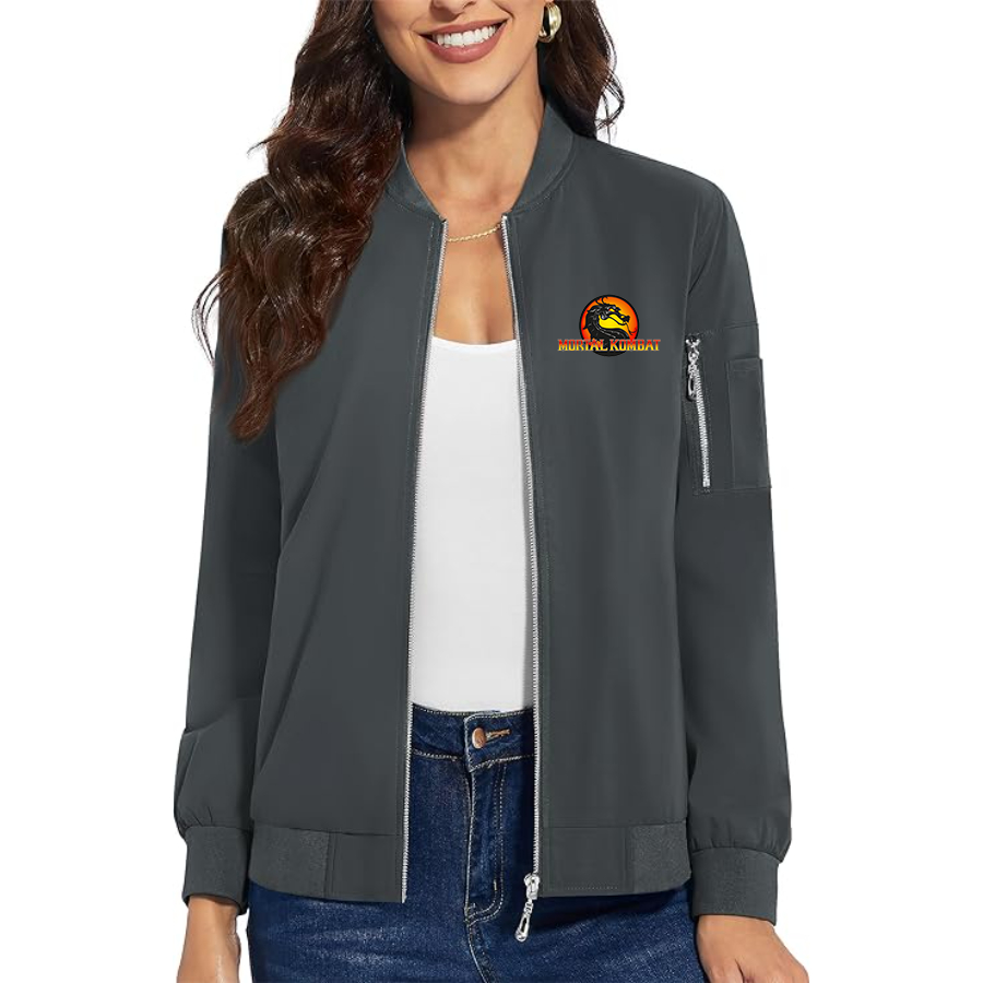 Women's Mortal Kombat Premium Bomber Jacket with Polished Detailing and Functional Sleeve Pocket Modern Luxury Outerwear