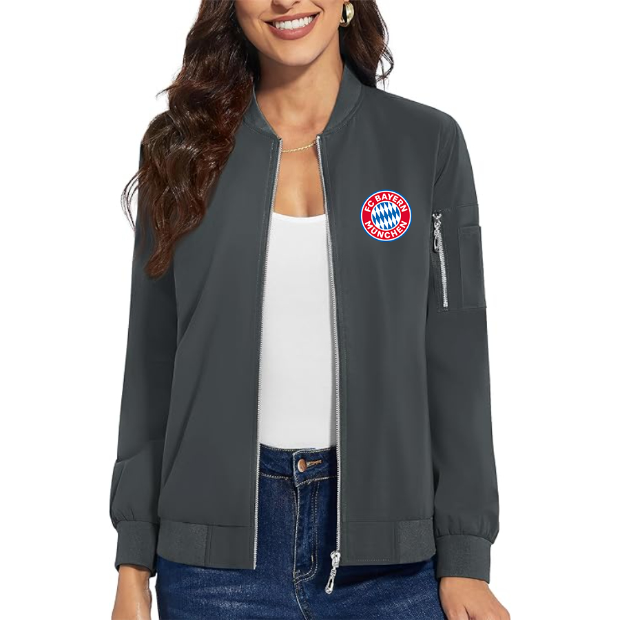 Women's FC Bayern Munich Premium Bomber Jacket with Polished Detailing and Functional Sleeve Pocket Modern Luxury Outerwear
