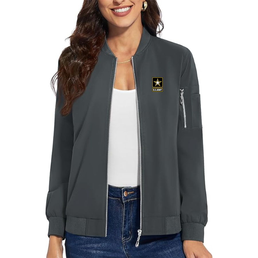 Women's   U.S. ARMY Premium Bomber Jacket with Polished Detailing and Functional Sleeve Pocket Modern Luxury Outerwear