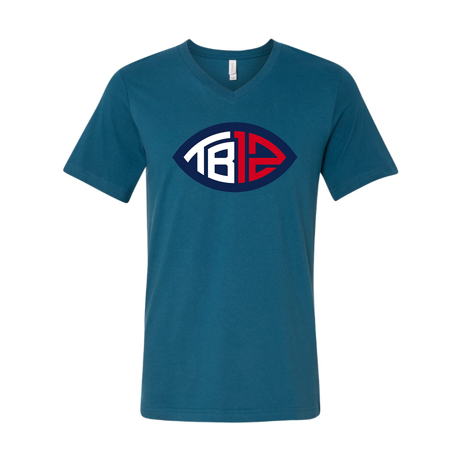 Men's Tom Brady 12 BELLA  CANVAS  Jersey V-Neck Tee
