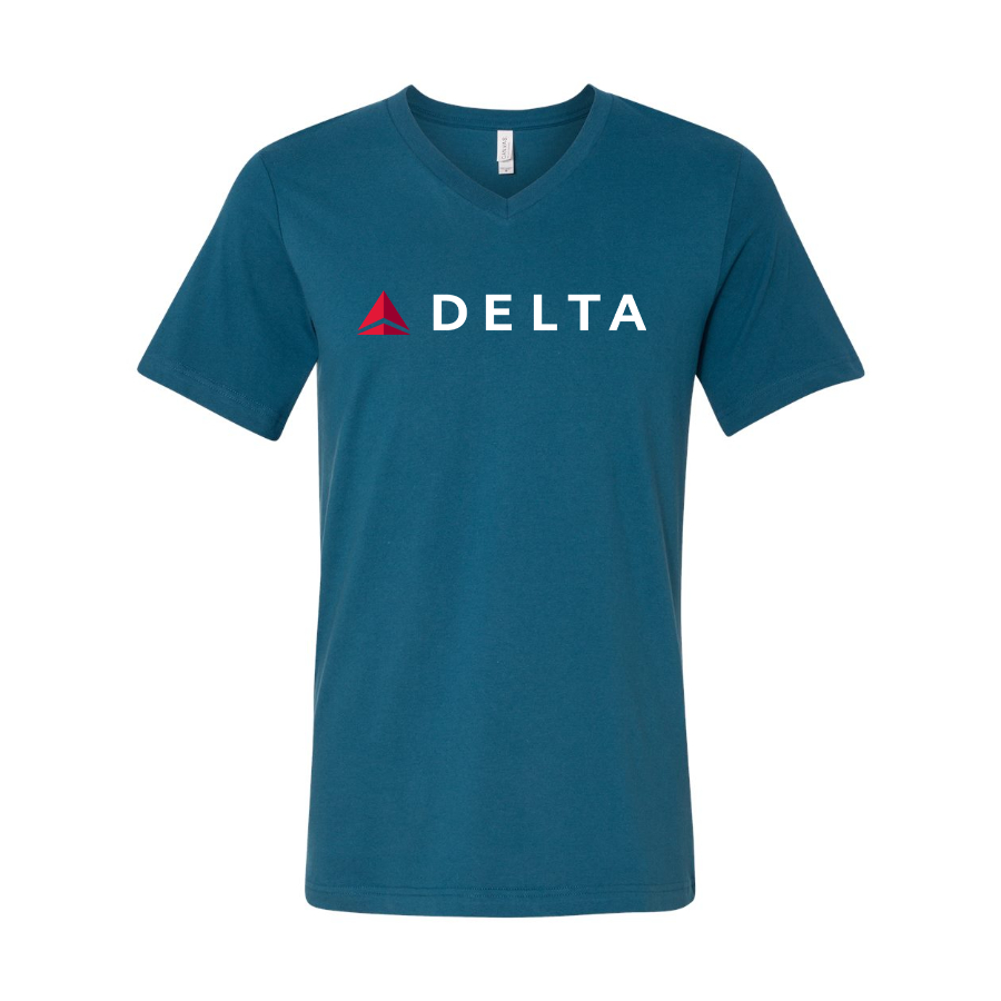 Men's Delta Airlines  BELLA  CANVAS  Jersey V-Neck Tee