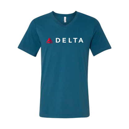 Men's Delta Airlines  BELLA  CANVAS  Jersey V-Neck Tee