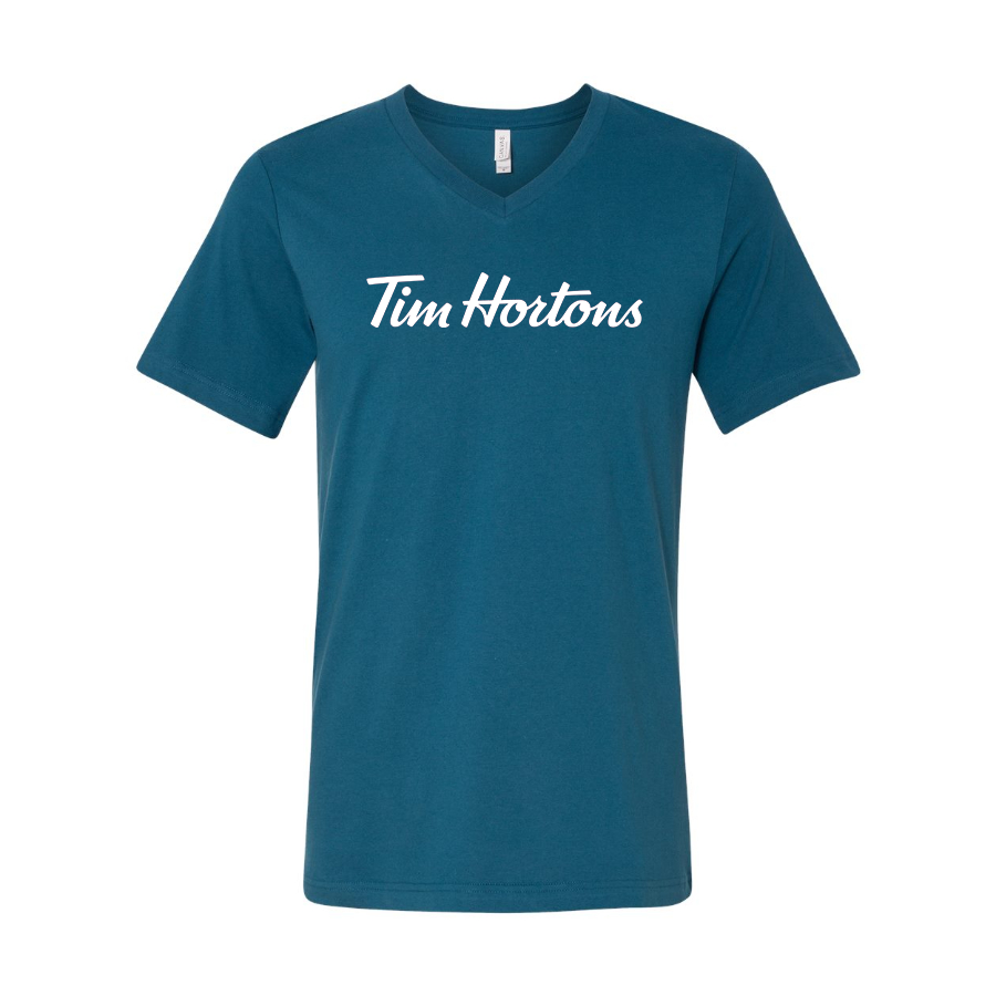 Men's Tim Hortons BELLA  CANVAS  Jersey V-Neck Tee