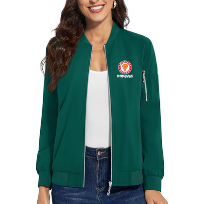 Women's Popeyes Louisiana Kitchen Premium Bomber Jacket with Polished Detailing and Functional Sleeve Pocket Modern Luxury Outerwear