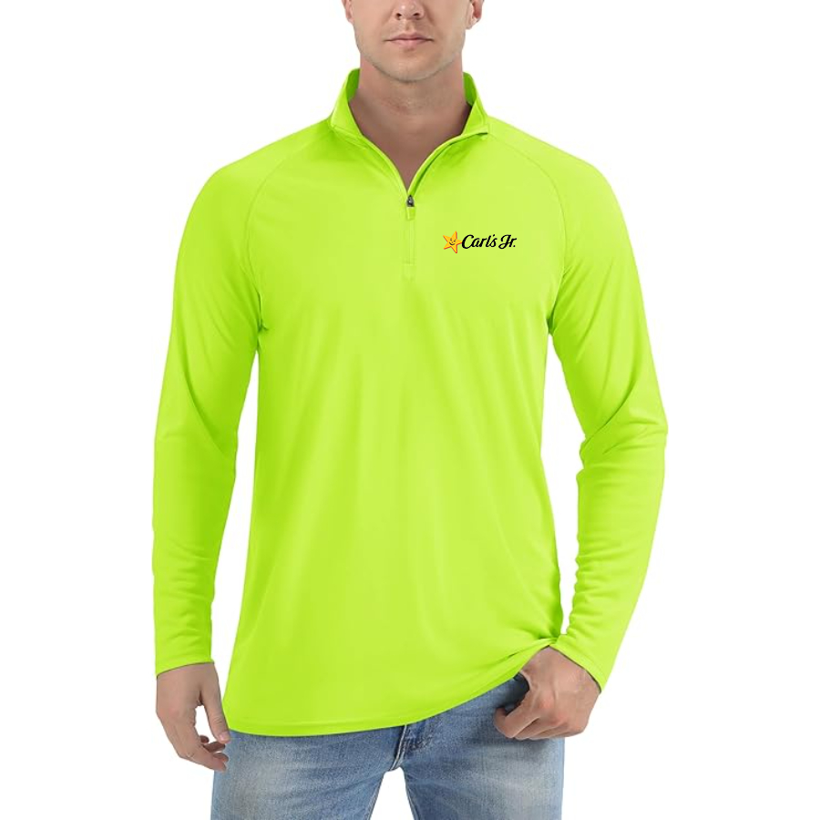 Men's Carl's Jr Lightweight Quarter-Zip Athletic Shirt Long Sleeve Performance Wear