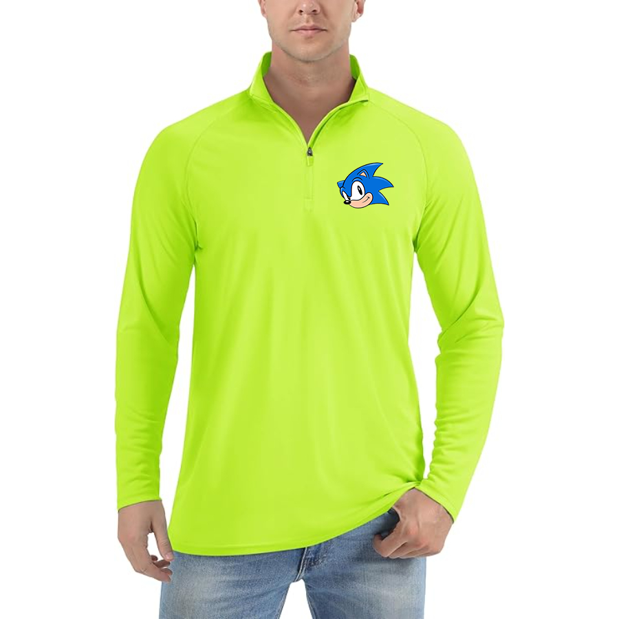 Men's Sonic the Hedgehog  Lightweight Quarter-Zip Athletic Shirt Long Sleeve Performance Wear