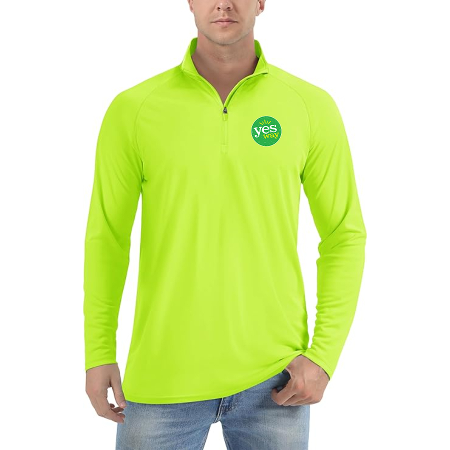 Men's Yes Way  Lightweight Quarter-Zip Athletic Shirt Long Sleeve Performance Wear