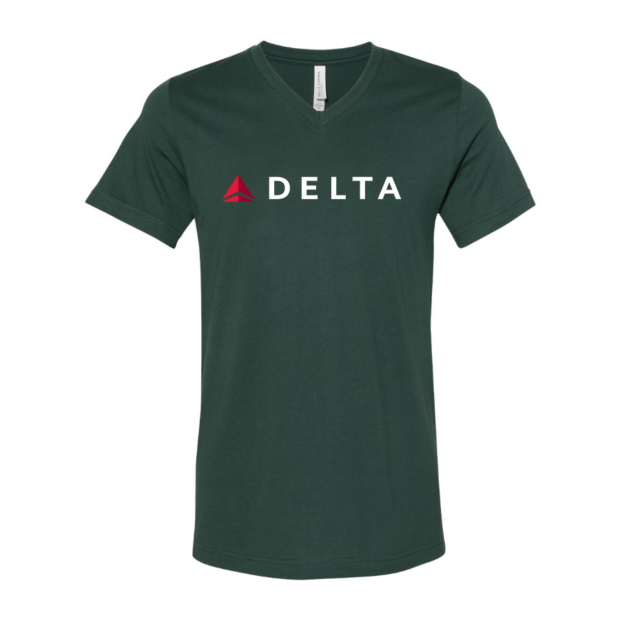 Men's Delta Airlines  BELLA  CANVAS  Jersey V-Neck Tee