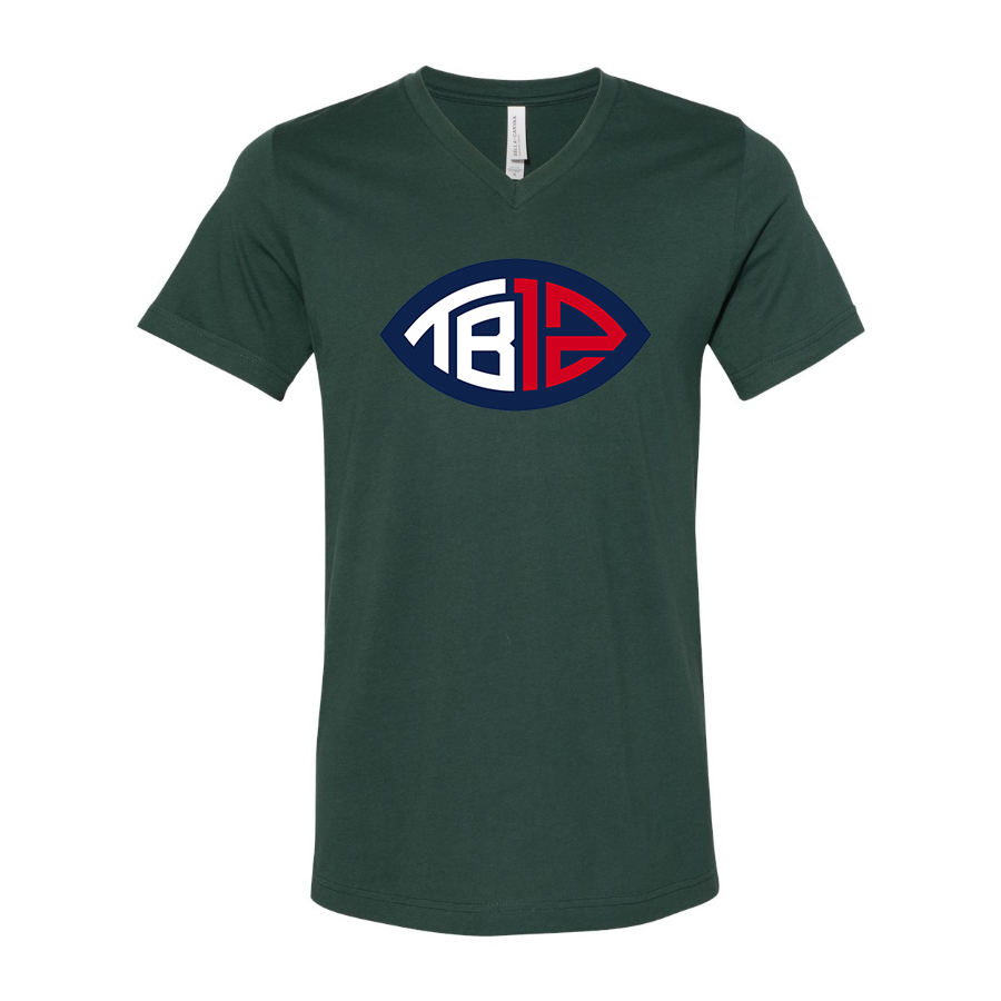 Men's Tom Brady 12 BELLA  CANVAS  Jersey V-Neck Tee
