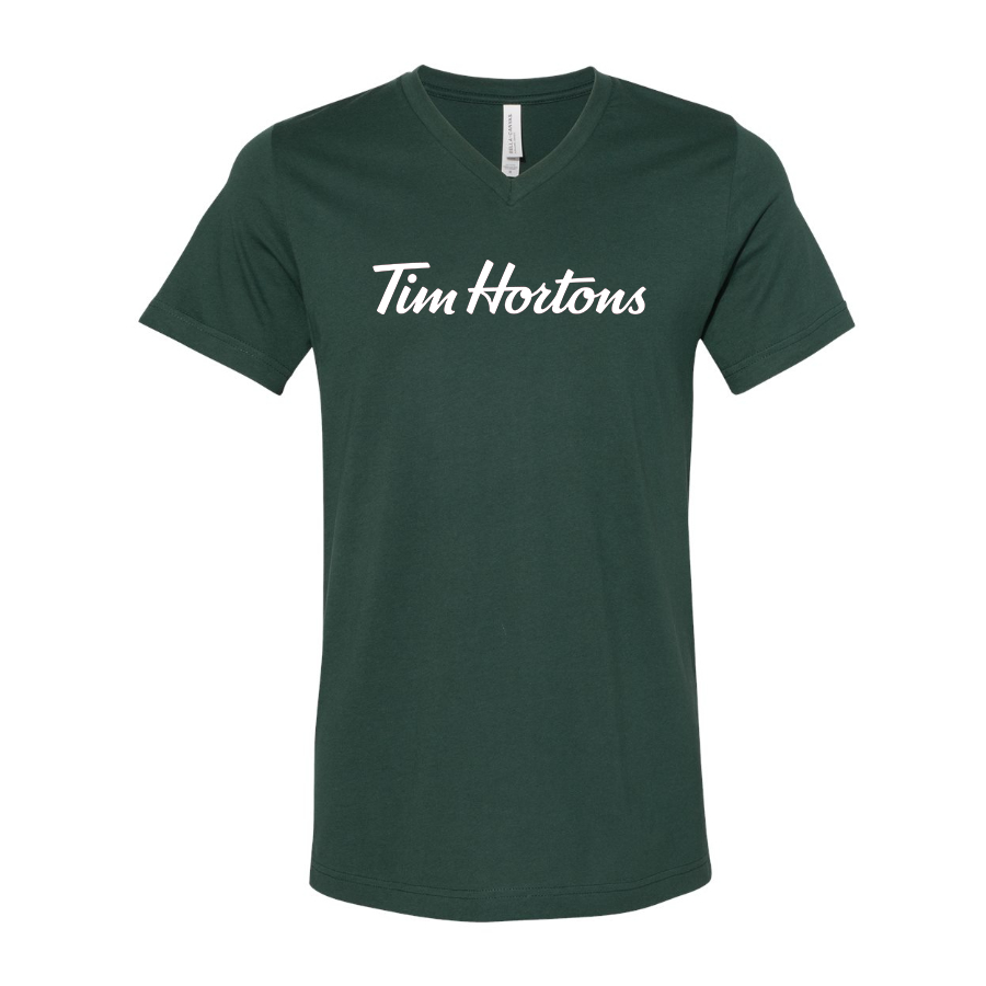 Men's Tim Hortons BELLA  CANVAS  Jersey V-Neck Tee