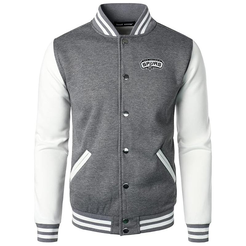 Men’s  San Antonio Spurs Varsity Baseball Jacket Cotton Blend Letterman Jackets