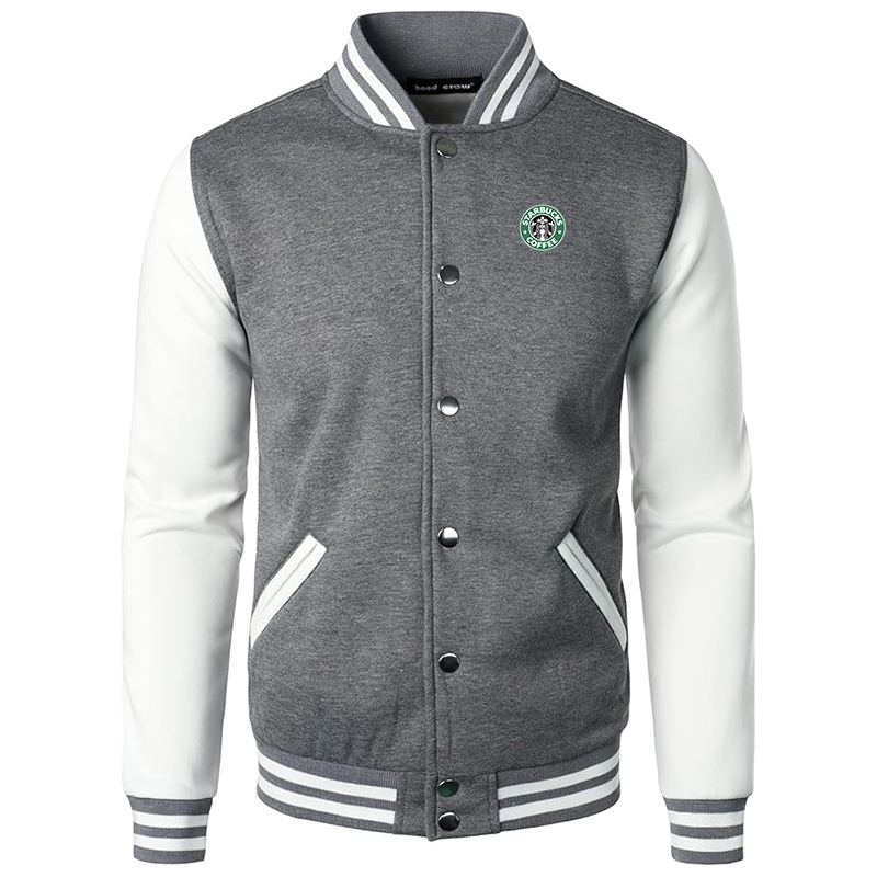 Men’s  Starbucks Coffee Varsity Baseball Jacket Cotton Blend Letterman Jackets