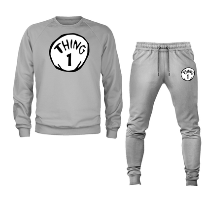 Men's Dr. Suess Thing 1 Crewneck Sweatshirt Joggers Suit