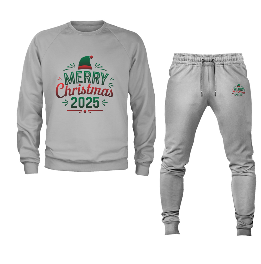 Men's Merry Christmas 2025 Crewneck Sweatshirt Joggers Suit