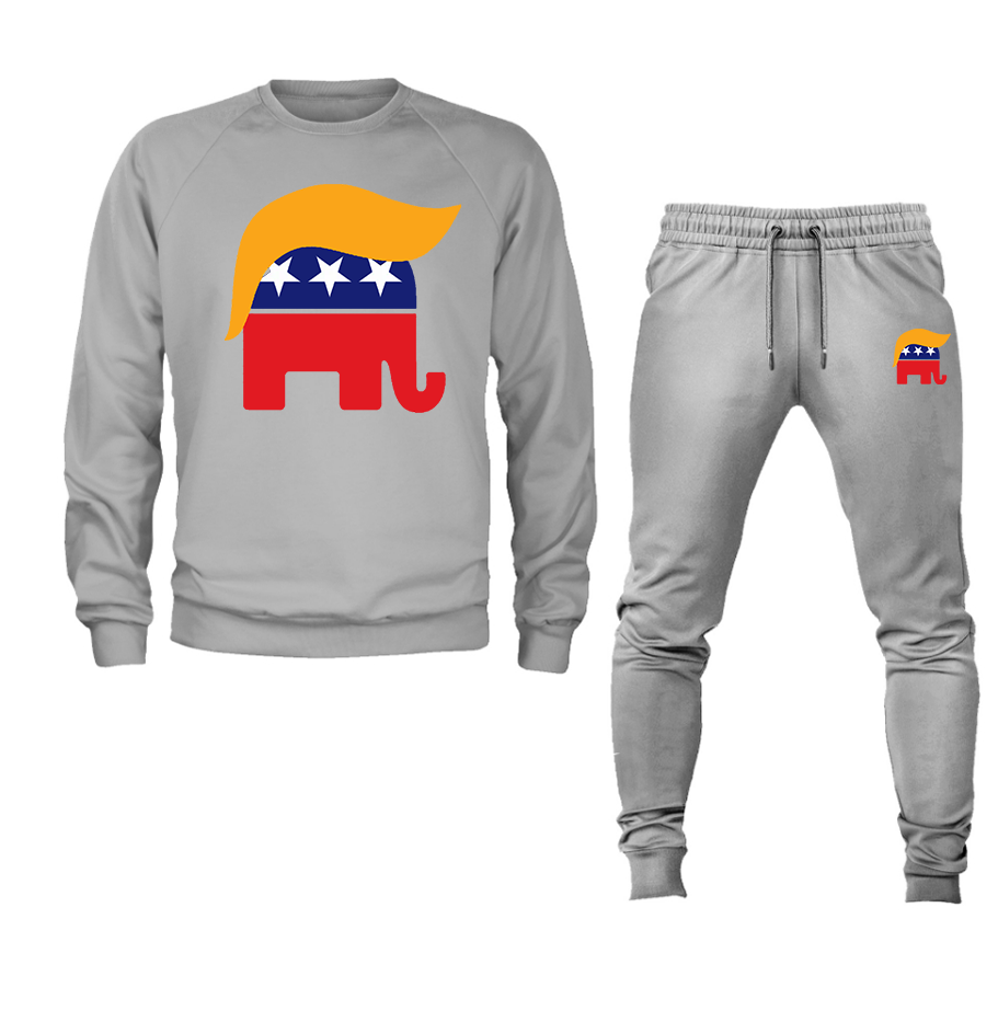 Men's Donald Trump Hair Elephant Crewneck Sweatshirt Joggers Suit