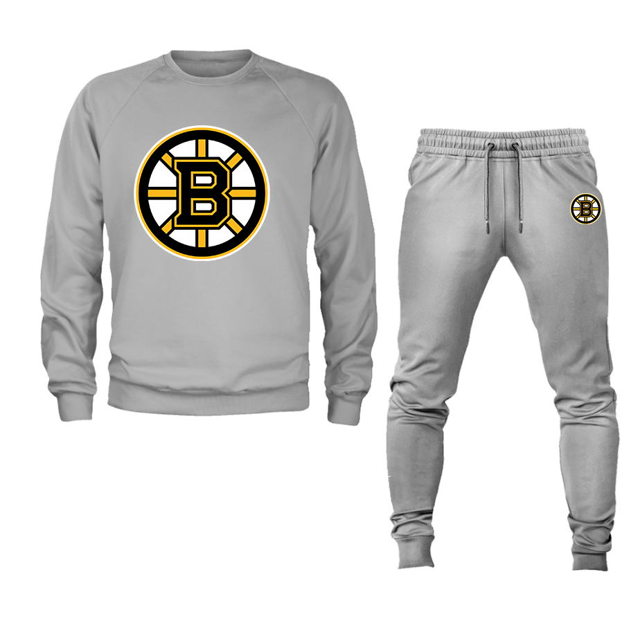 Men's NHL Boston Bruins Crewneck Sweatshirt Joggers Suit