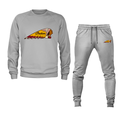 Men's Indian Motorcycle Crewneck Sweatshirt Joggers Suit