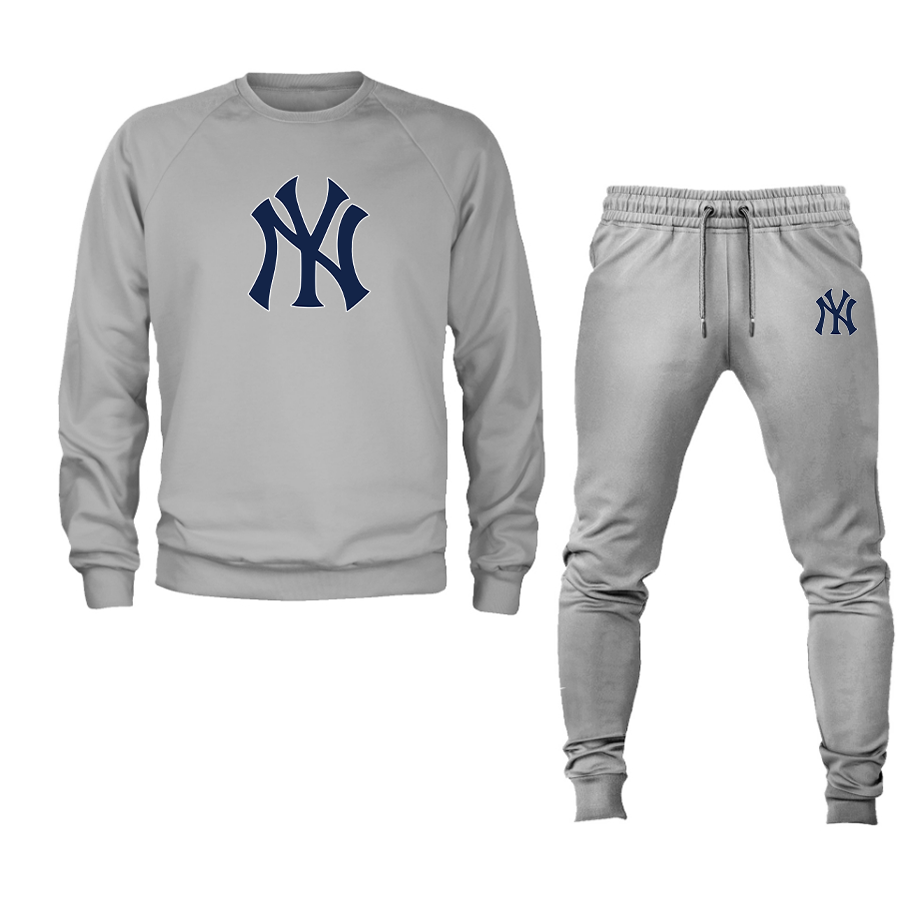 Men's New York NY Yankees Baseball Crewneck Sweatshirt Joggers Suit