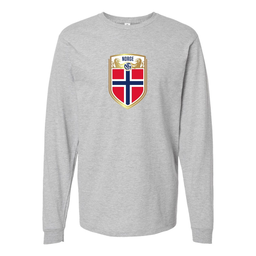 Men's Norway Soccer Long sleeves Cotton Blend T-Shirt