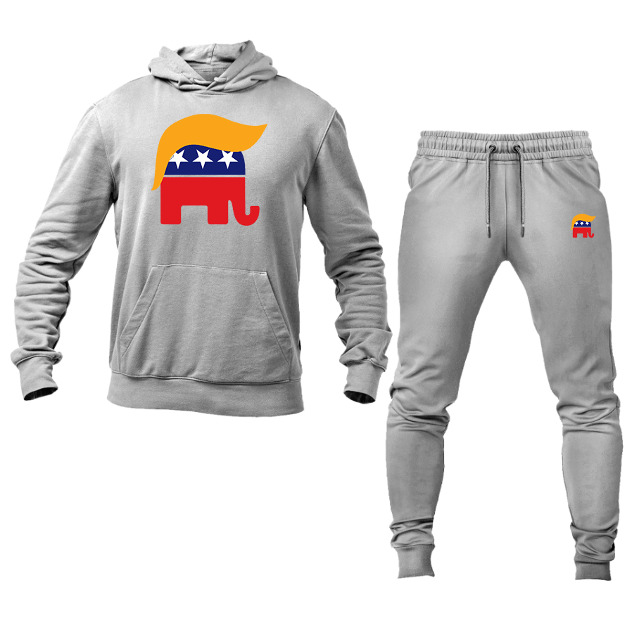 Men's Donald Trump Hair Elephant Hoodie and Joggers Set