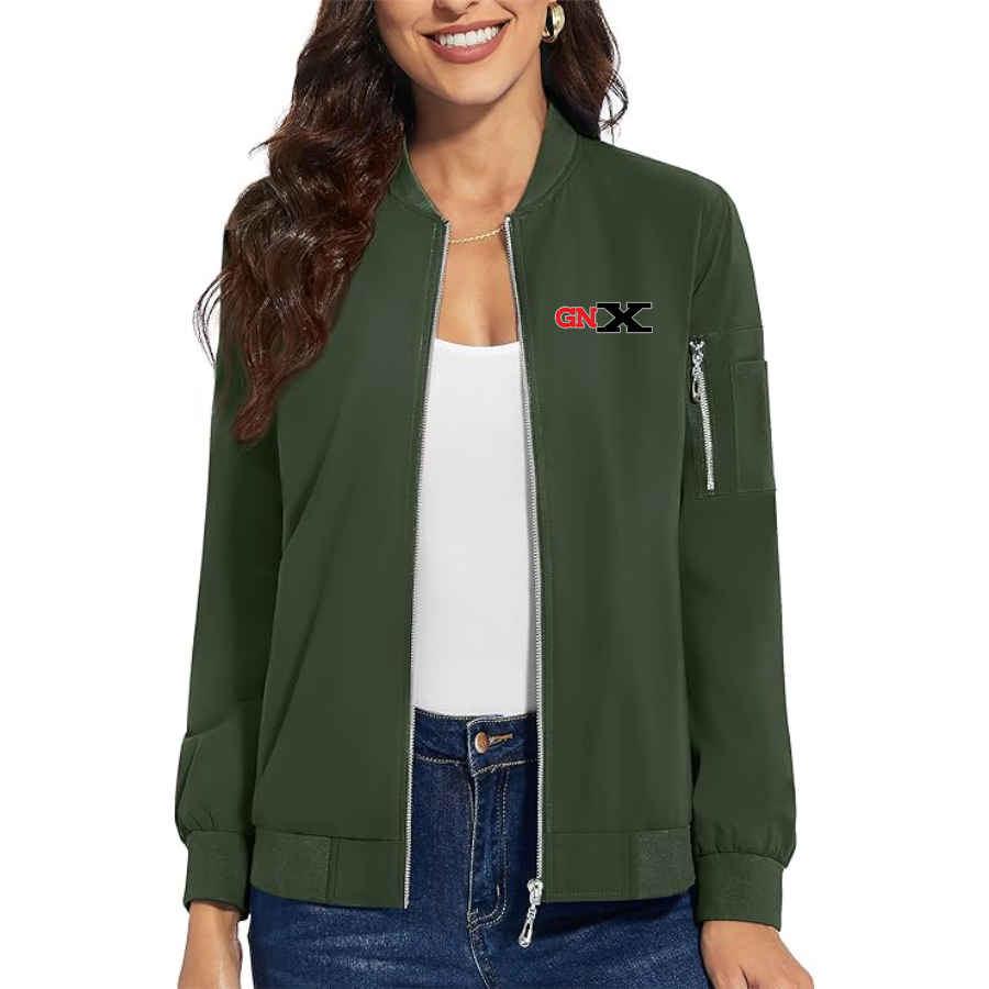 Women's GN X Premium Bomber Jacket with Polished Detailing and Functional Sleeve Pocket Modern Luxury Outerwear