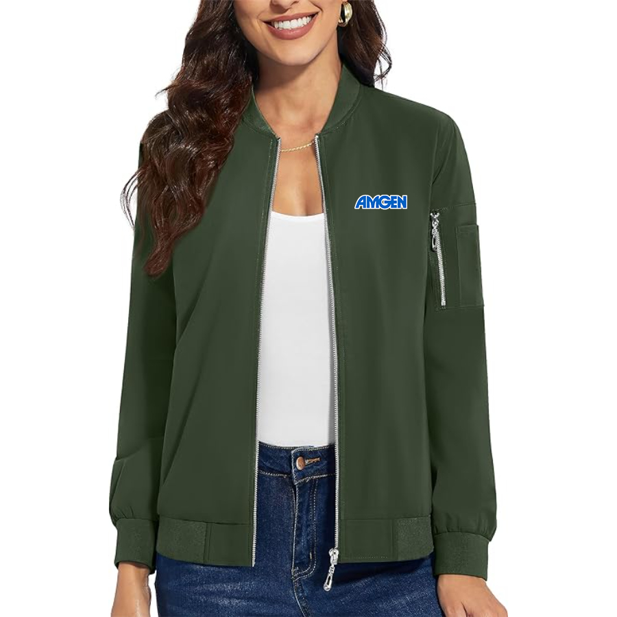 Women's Amgen Premium Bomber Jacket with Polished Detailing and Functional Sleeve Pocket Modern Luxury Outerwear