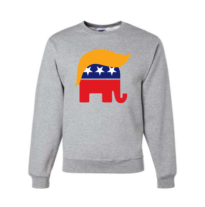 Men's Donald Trump Hair Elephant Crewneck Sweatshirt