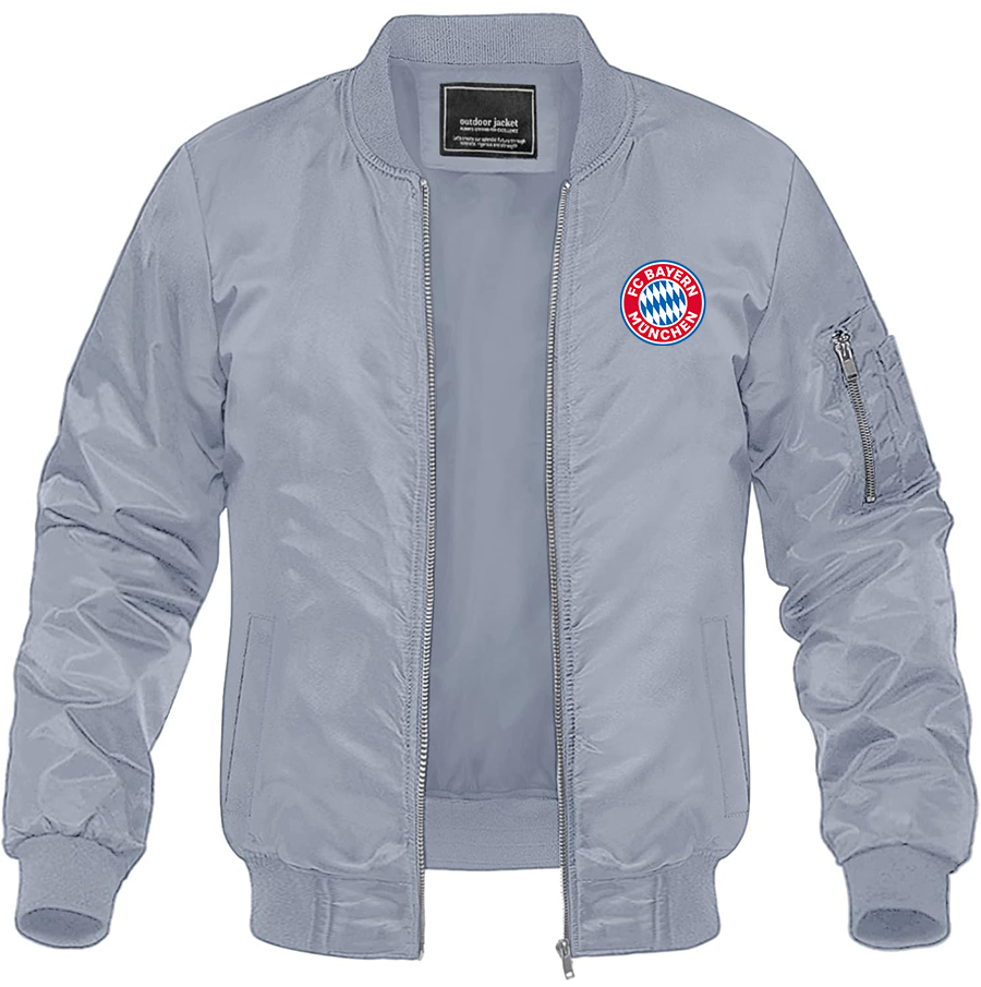 Men's FC Bayern Munich Lightweight Bomber Jacket Windbreaker Softshell Varsity Jacket