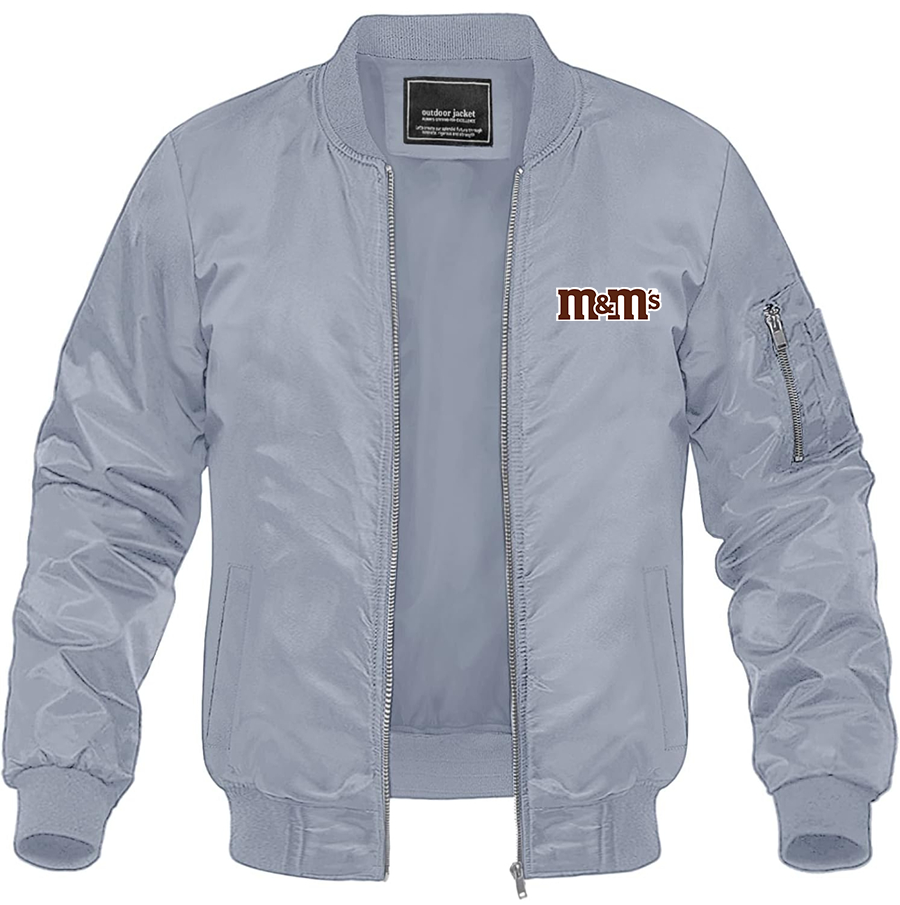 Men's M&M_s Lightweight Bomber Jacket Windbreaker Softshell Varsity Jacket