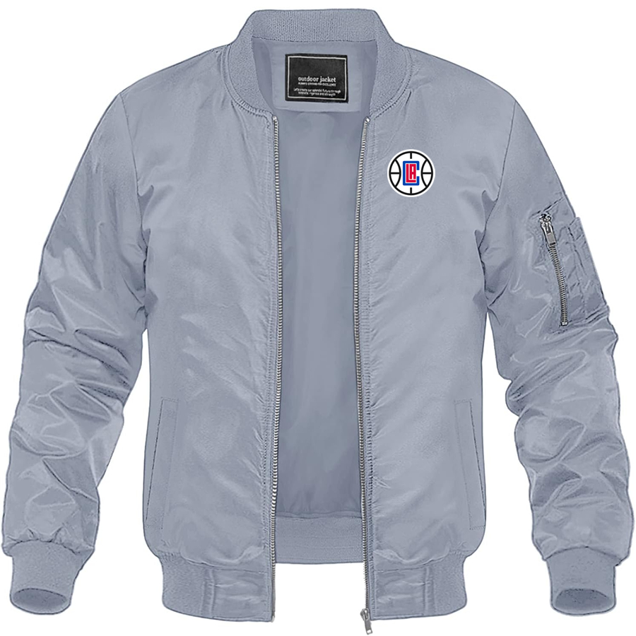 Men's LA Clippers Lightweight Bomber Jacket Windbreaker Softshell Varsity Jacket Coat