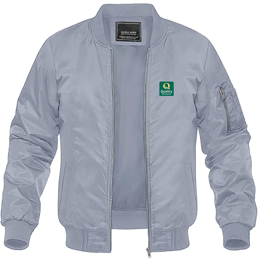 Men's Quality Inn & Suites Lightweight Bomber Jacket Windbreaker Softshell Varsity Jacket