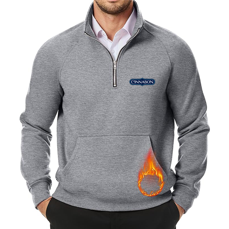 Men's Cinnabon JMIERR Quarter Zip Pullover Heavy Sweatshirts Warm Fleece Sweatshirt Polo