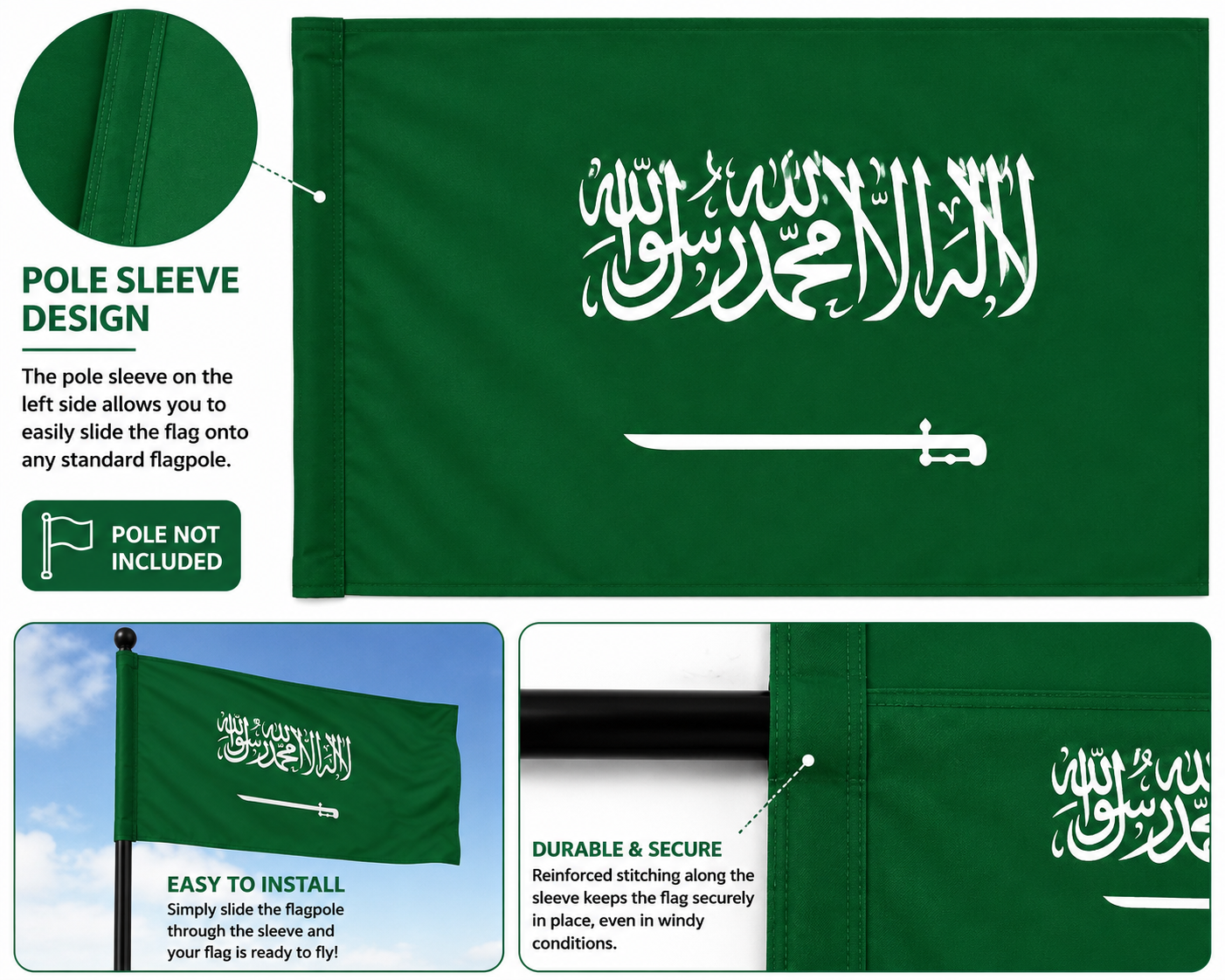 Saudi Arabia Flag 3X5 Fifa World Cup 2026