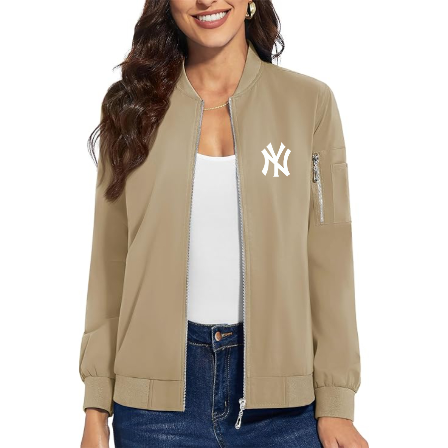 Women's New York NY Yankees  Premium Bomber Jacket with Polished Detailing and Functional Sleeve Pocket Modern Luxury Outerwear