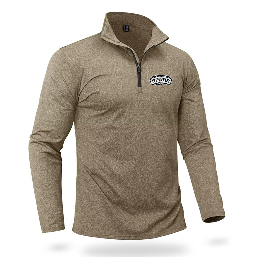 Men's San Antonio Spurs   Quarter Zip Pullover Premium Fleece Lined Heather Long Sleeve Golf Shirts Midweight 1/4 Half Zip Sweatshirts