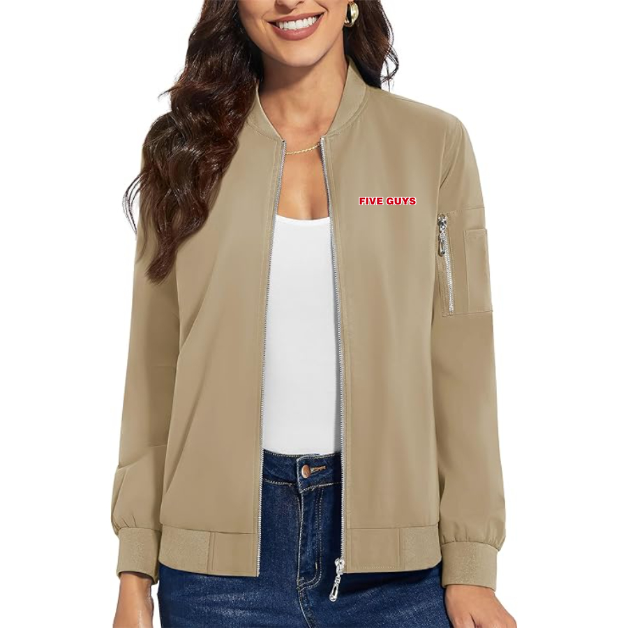 Women's Five Guys Premium Bomber Jacket with Polished Detailing and Functional Sleeve Pocket Modern Luxury Outerwear